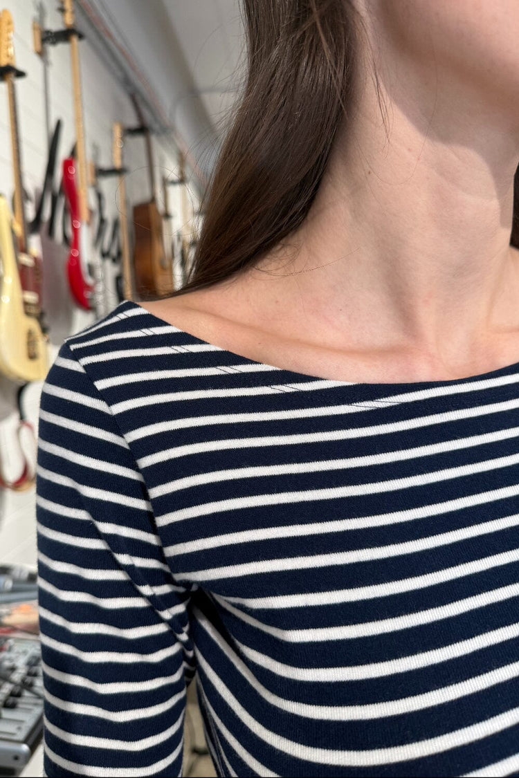 Catalina Striped Top | Black and White Stripes / S
