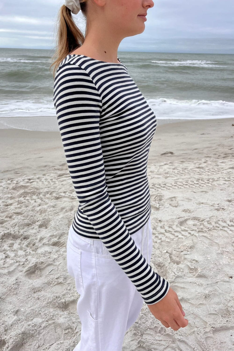 Catalina Striped Top | Black and White Stripes / S
