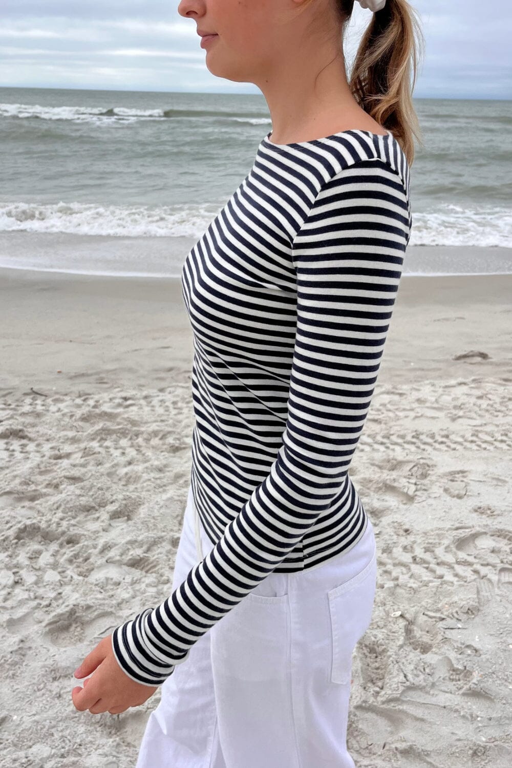 Catalina Striped Top | Black and White Stripes / S