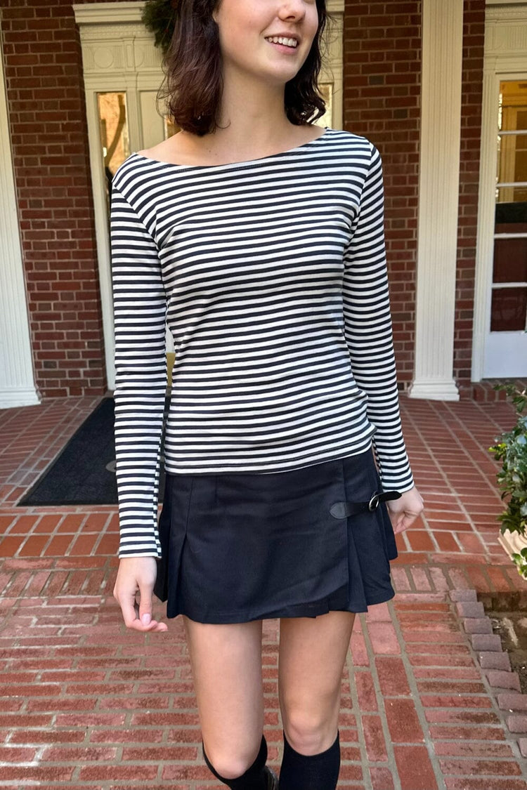 Catalina Striped Top | Black and White Stripes / S