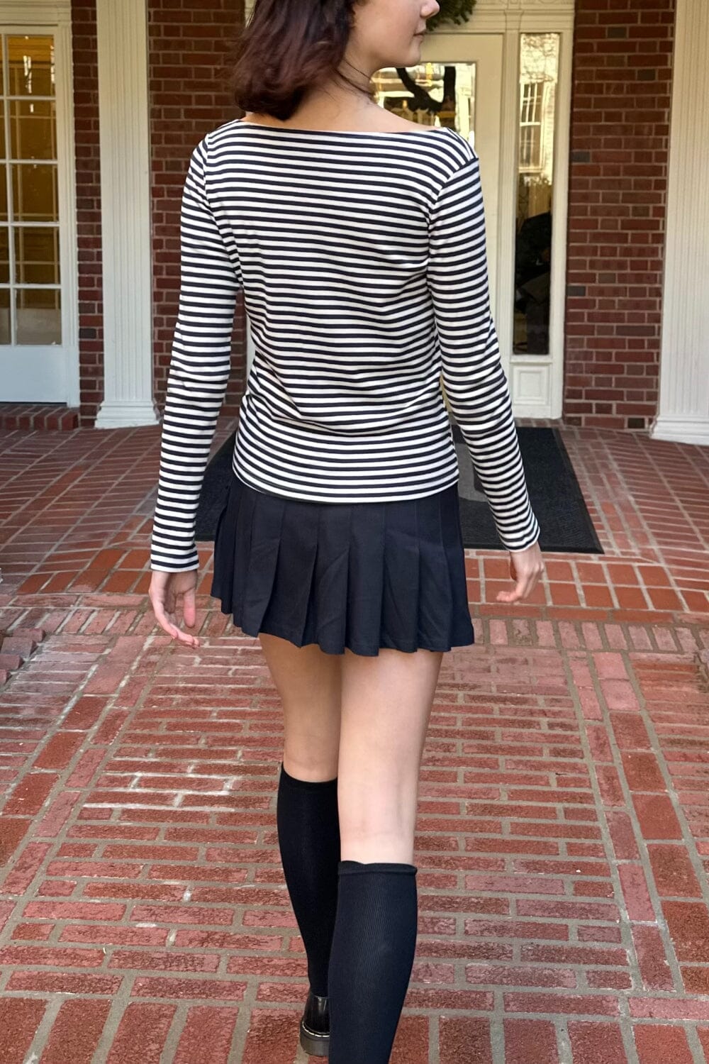 Catalina Striped Top | Black and White Stripes / S