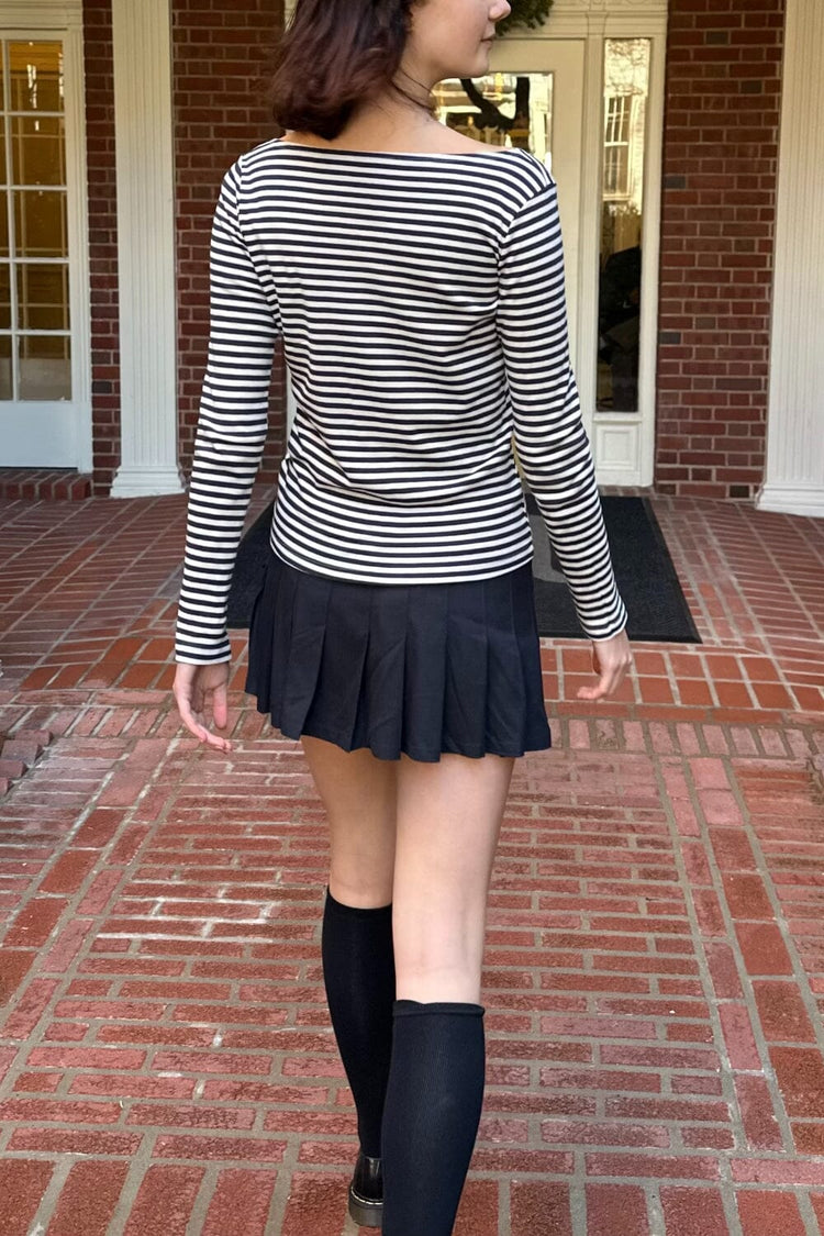 Catalina Striped Top | Black and White Stripes / S