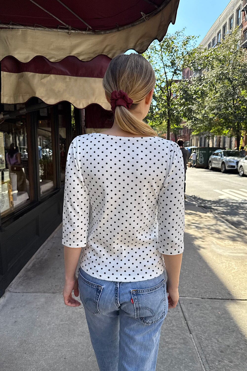 Jennie Polka Dots Top | White with Navy Polka Dots / XS/S