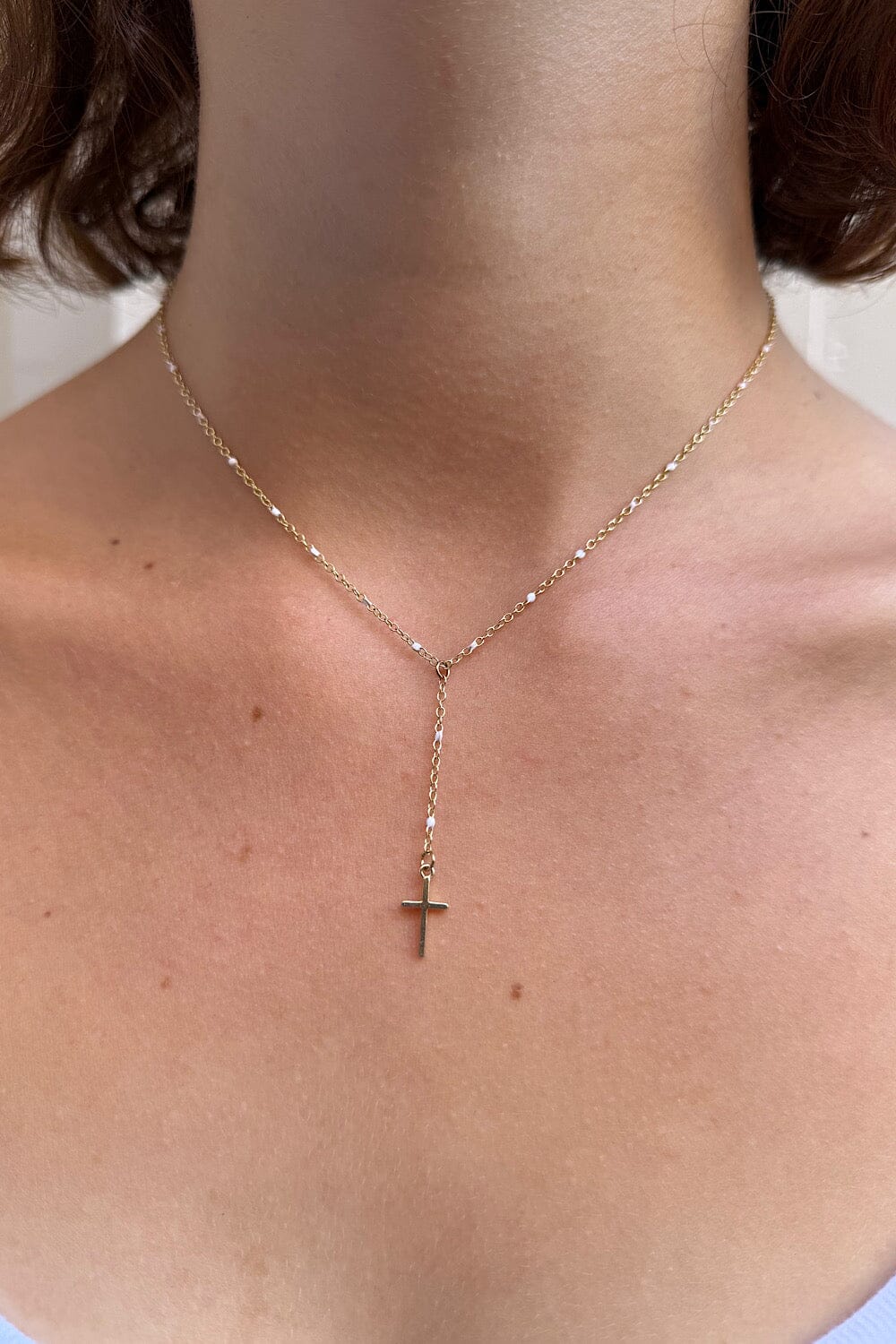 Bead Cross Chain | Gold