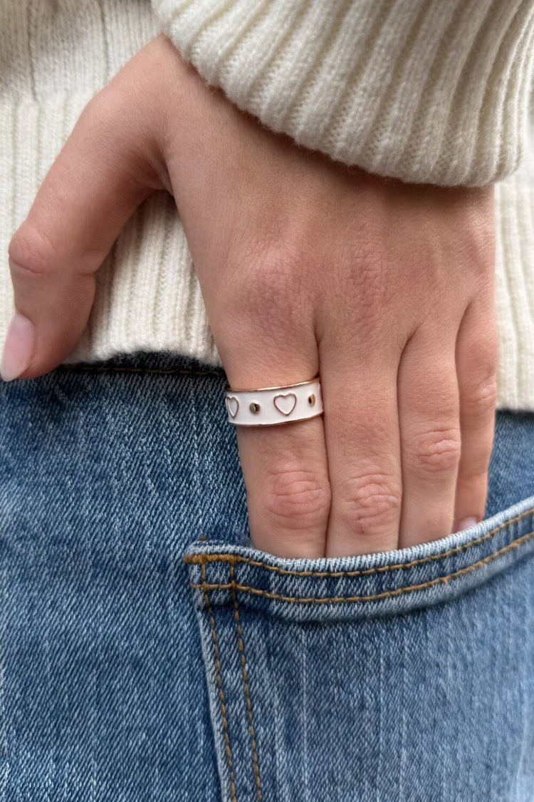 White Hearts Ring | Gold
