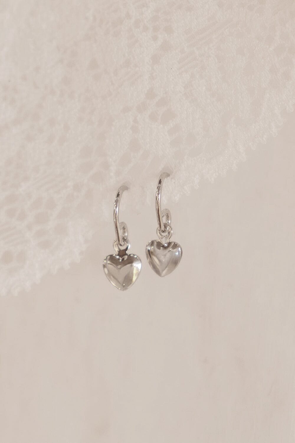 Heart Charm Earrings | Silver
