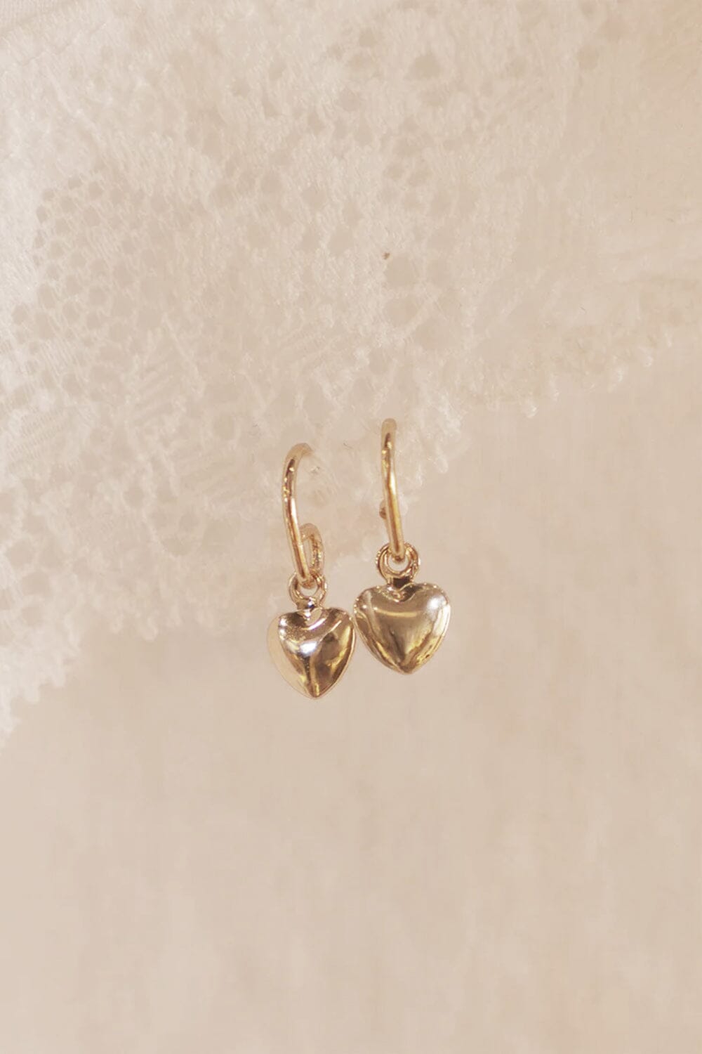 Heart Charm Earrings | Gold