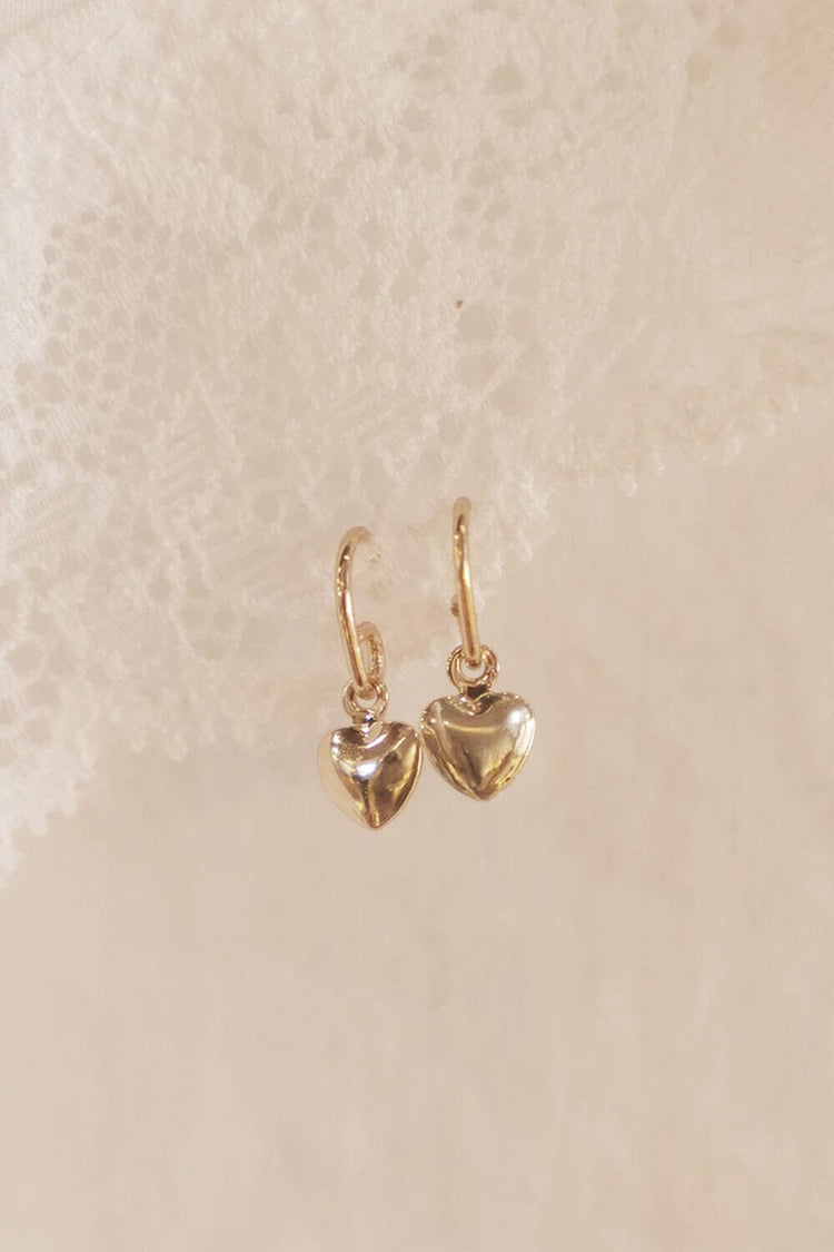 Heart Charm Earrings | Gold