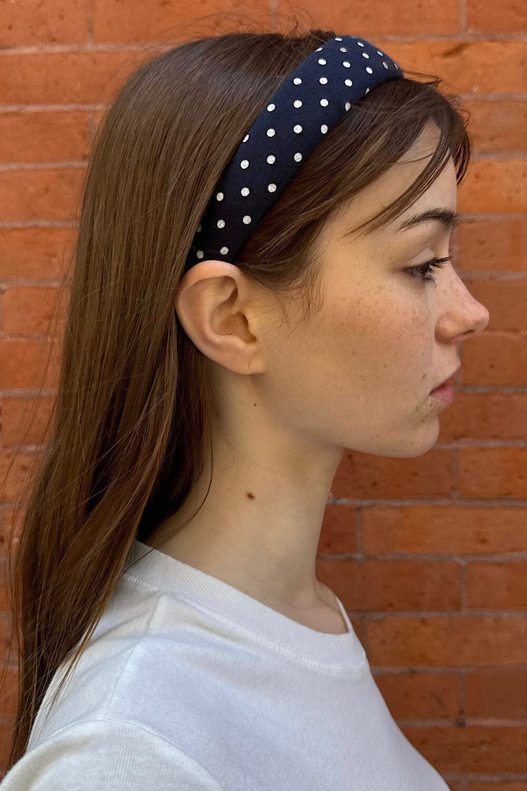 Polka Dots Headband | Navy with White Polka Dots