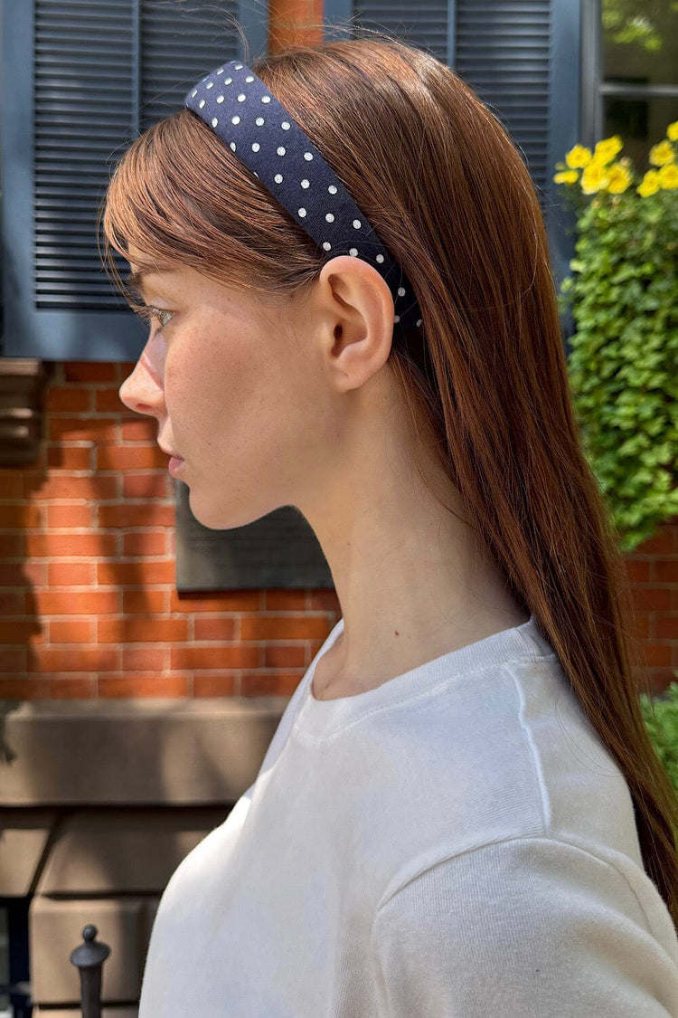 Polka Dots Headband | Navy with White Polka Dots