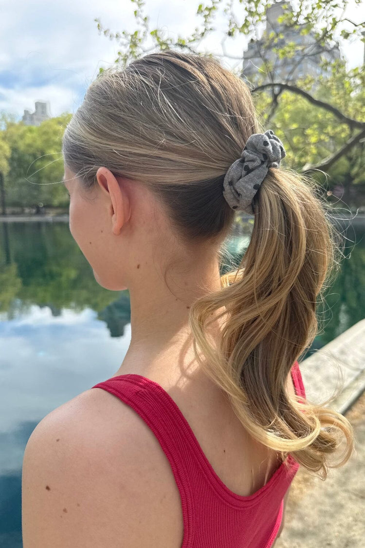 Polka Dot Scrunchie | Dark Grey and Black Polka Dots