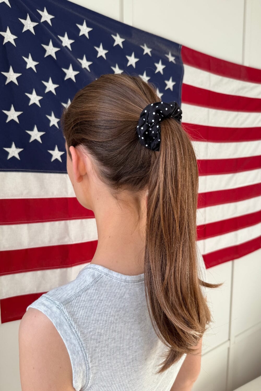 Polka Dots Scrunchie | Black with White Polka Dots