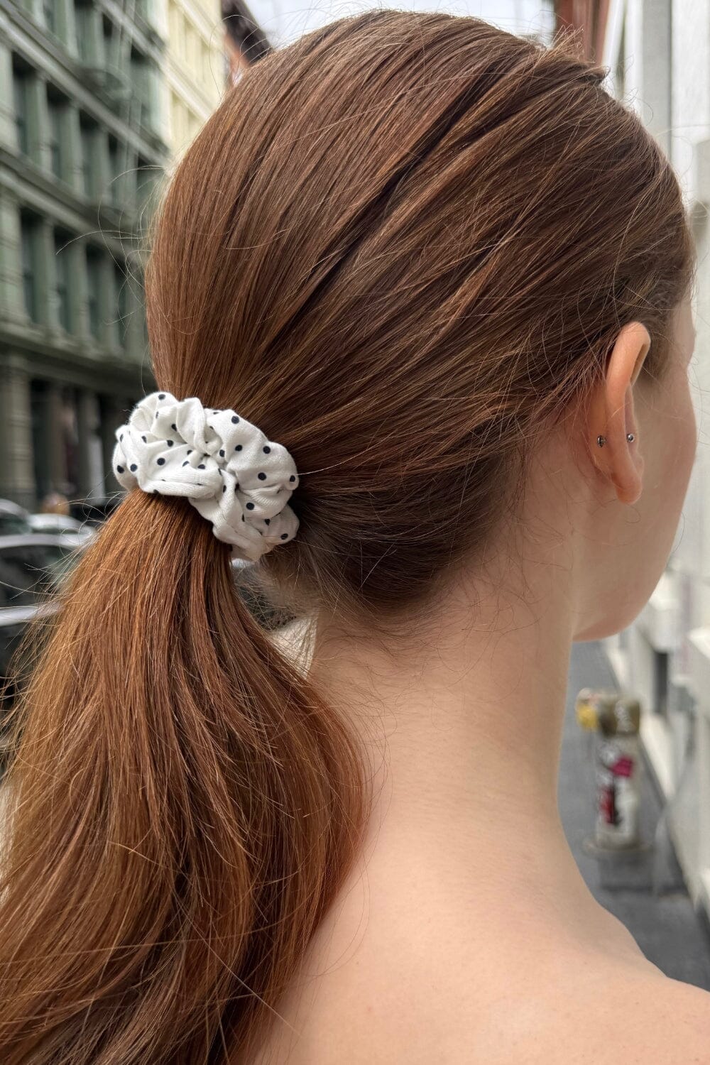 Polka Dots Scrunchie | White With Black Polka Dots