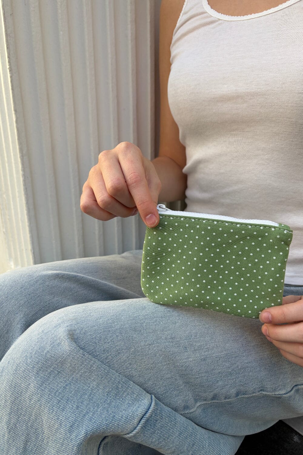 Polka Dots Coin Purse | Green with White Polka Dots
