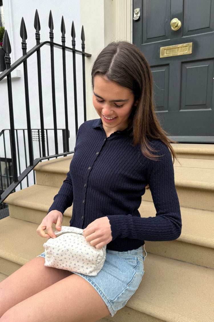 Floral Mini Makeup Bag | Ivory-Lilac-Floral