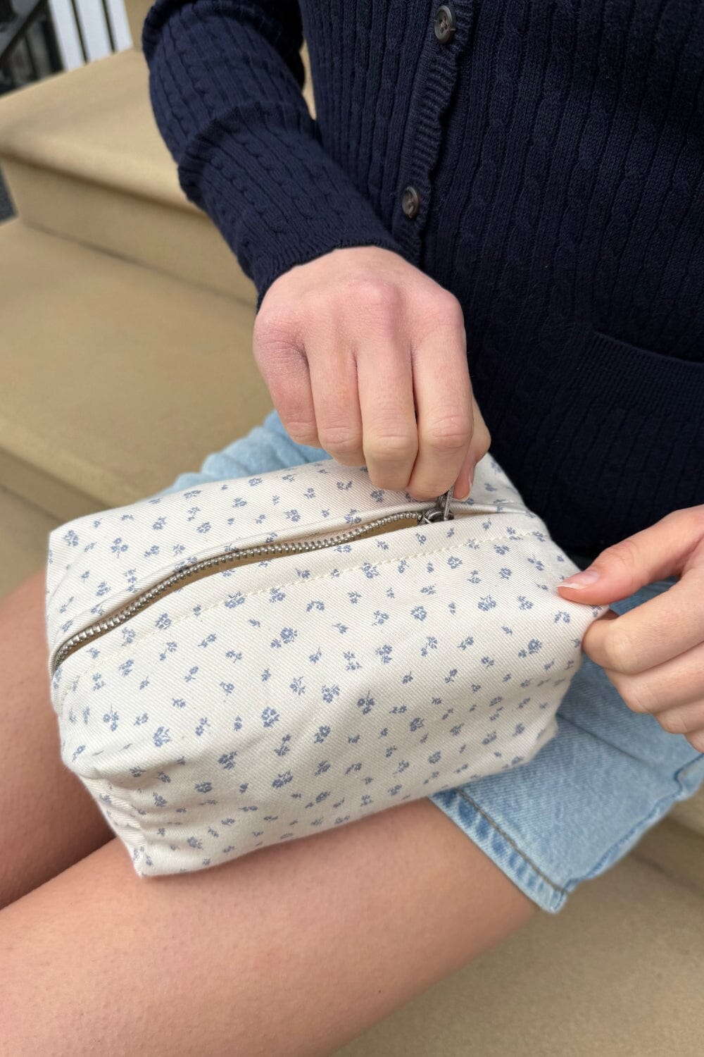 Floral Mini Makeup Bag | Ivory-Lilac-Floral