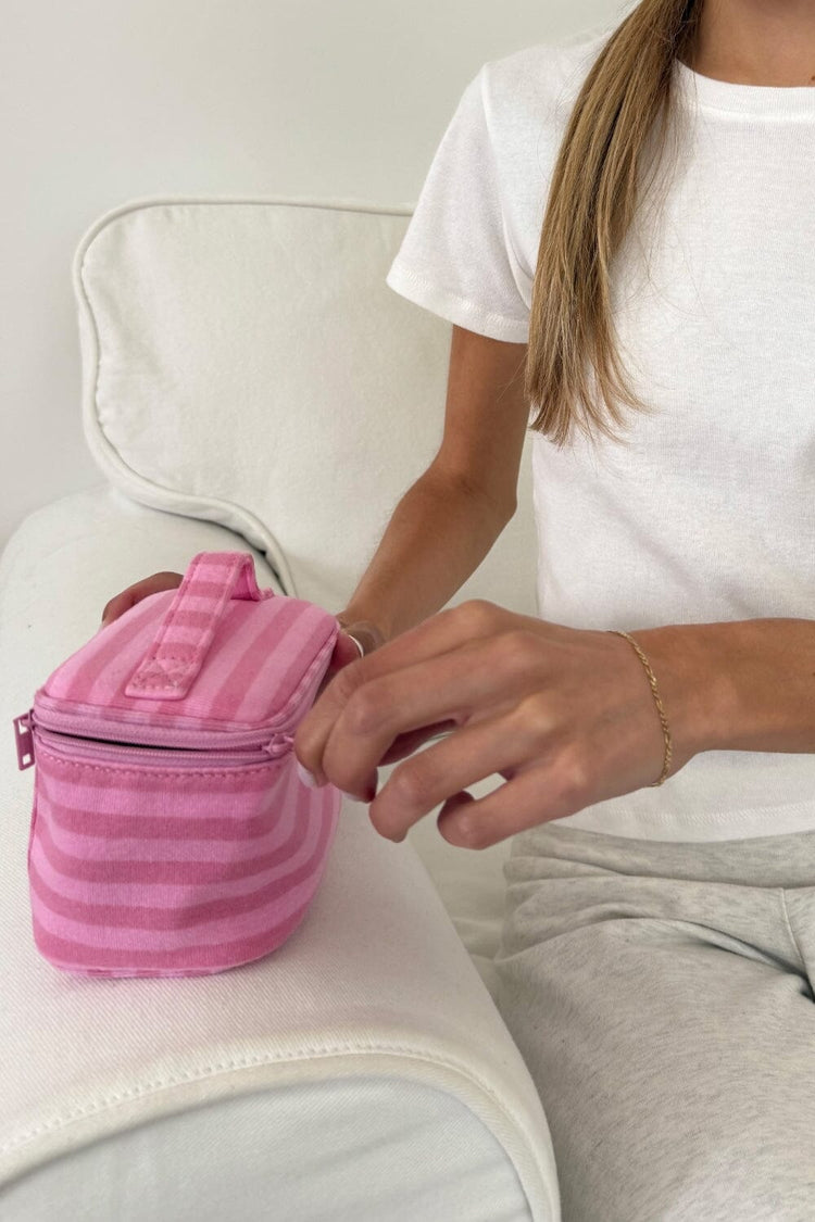 Stripes Makeup Bag | Bubblegum Pink and Pink Stripes