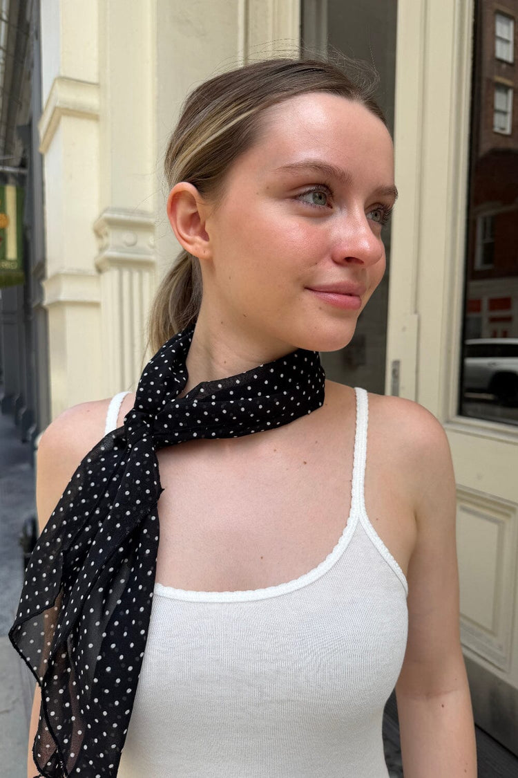 Chiffon Polka Dots Scarf | Black White Polka Dots