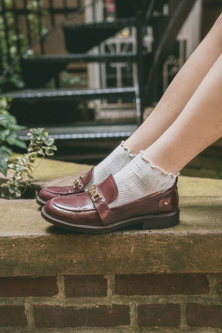 Ruffle Ribbed Socks | Light Heather Grey