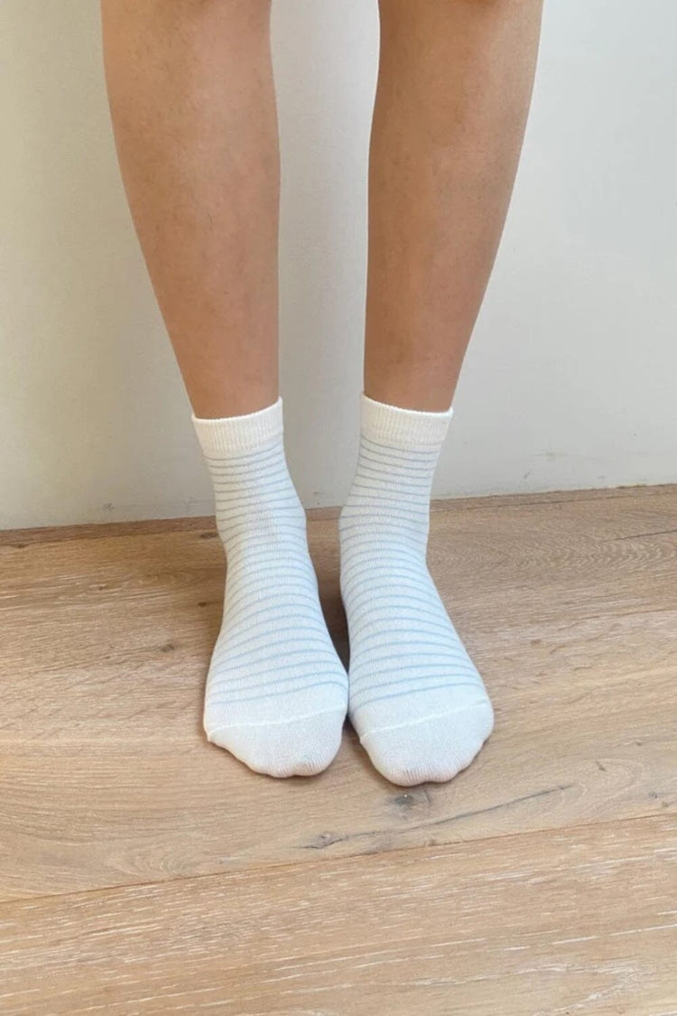 Striped Socks | Light Blue and White Stripes