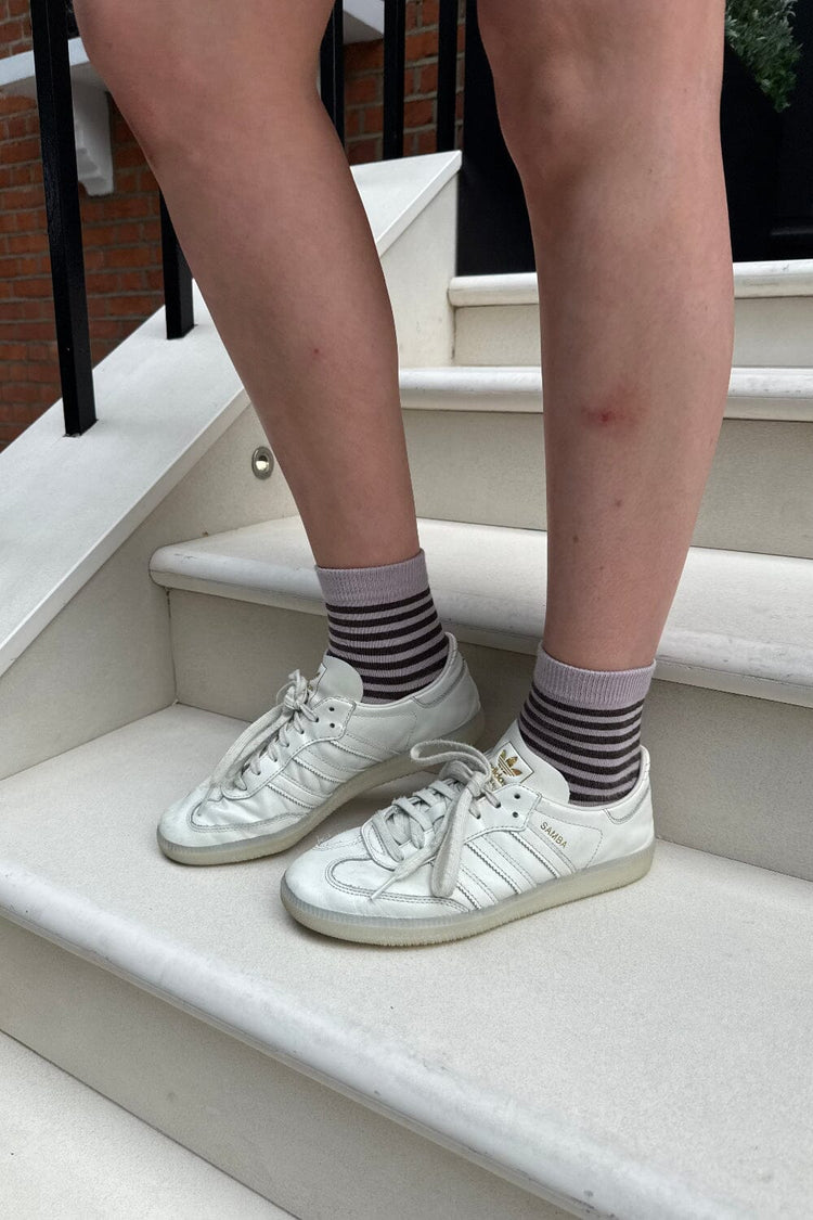 Striped Socks | Mauve with Brown Stripes