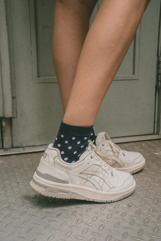 Navy White Polka Dots