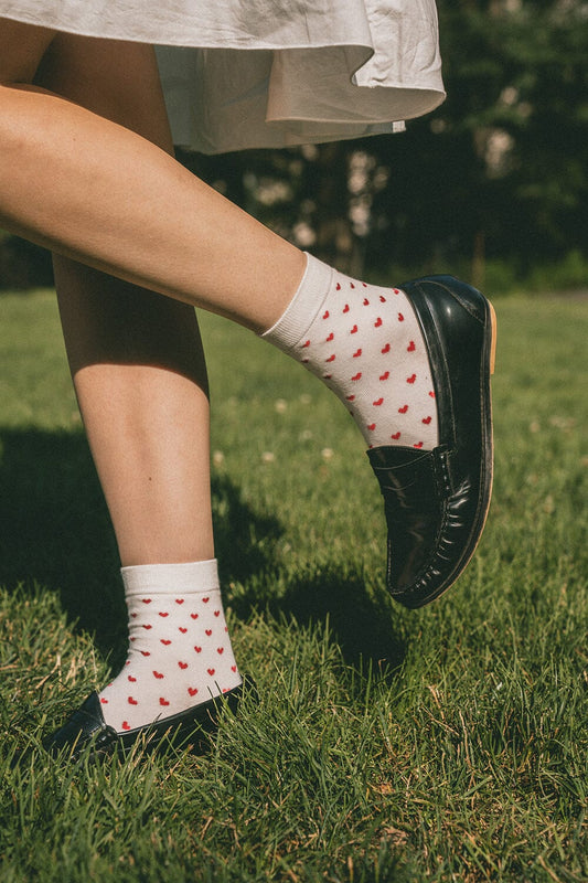 White with Red Hearts