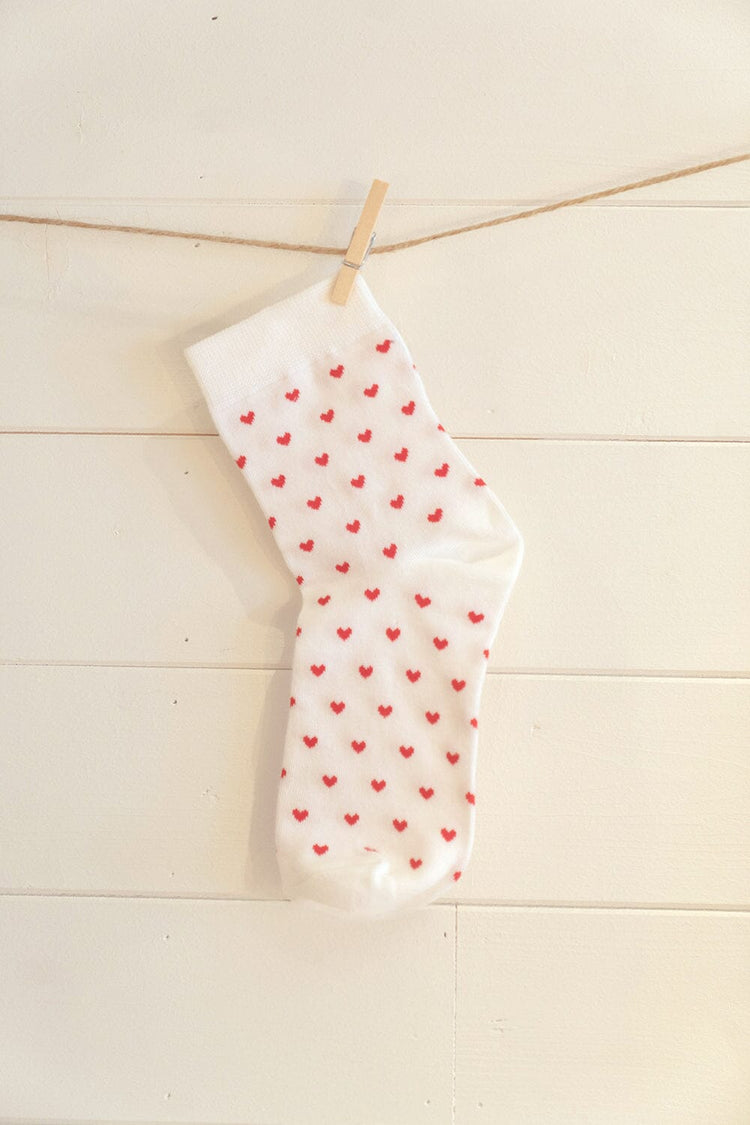 Heart Socks | White with Red Hearts