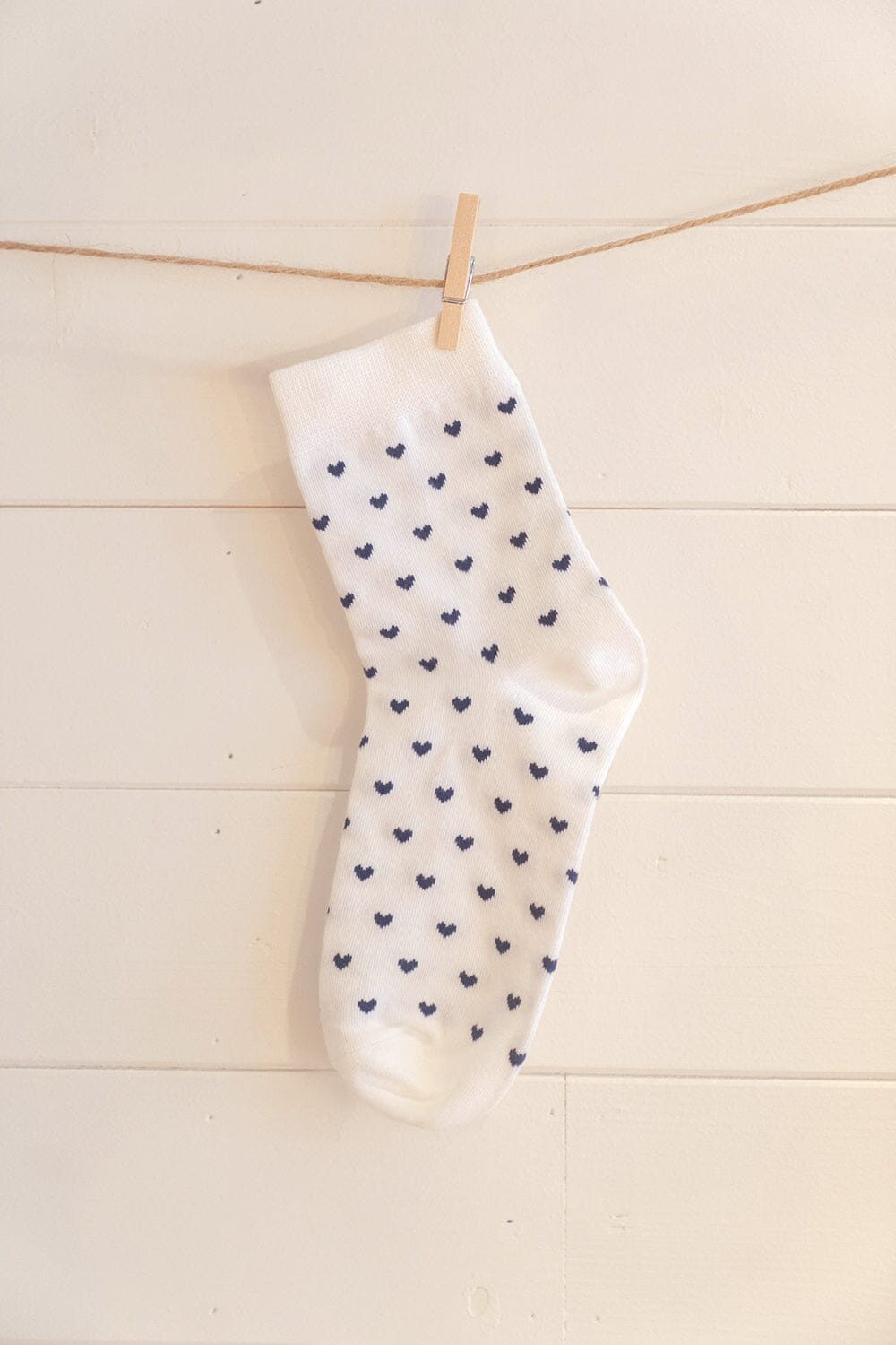 Heart Socks | White With Navy Hearts