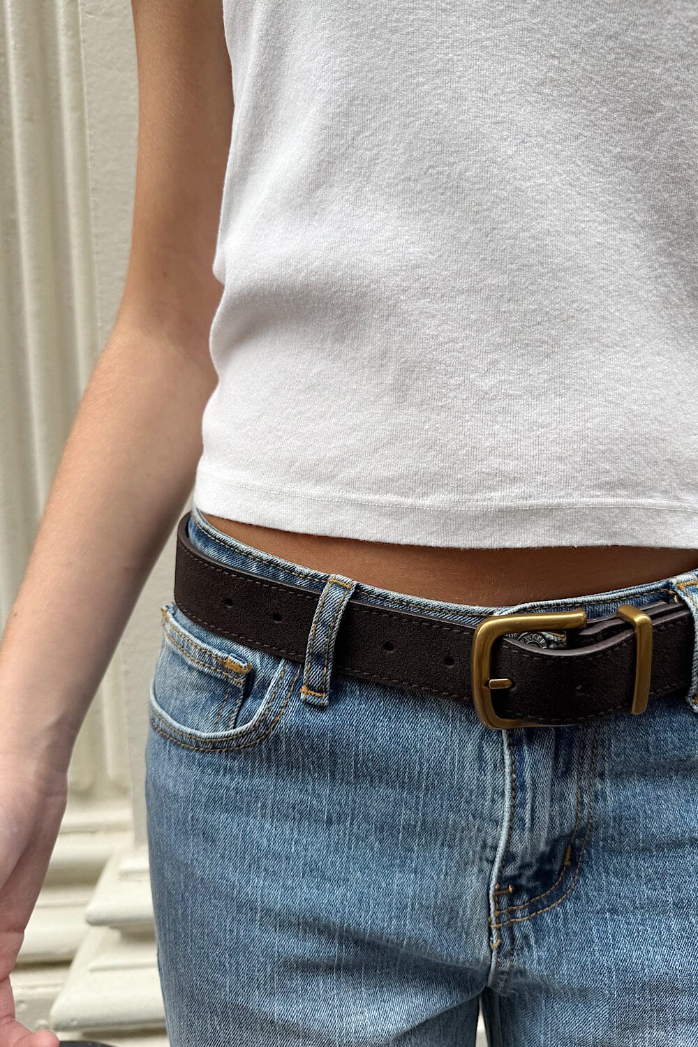 Ceinture à boucle en similicuir | Gold