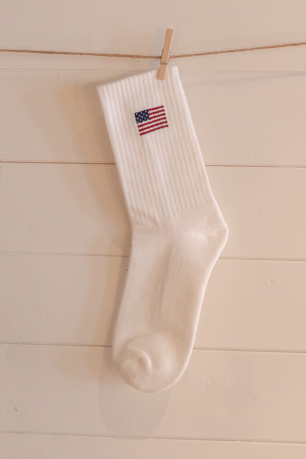 American Flag Crew Socks | White