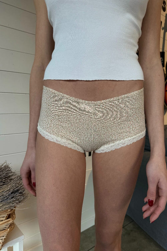 Ivory with Pink and Sage Green Flowers / XS/S