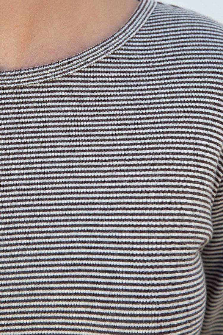 Leah Thin Stripe Top | Brown White Stripes / S