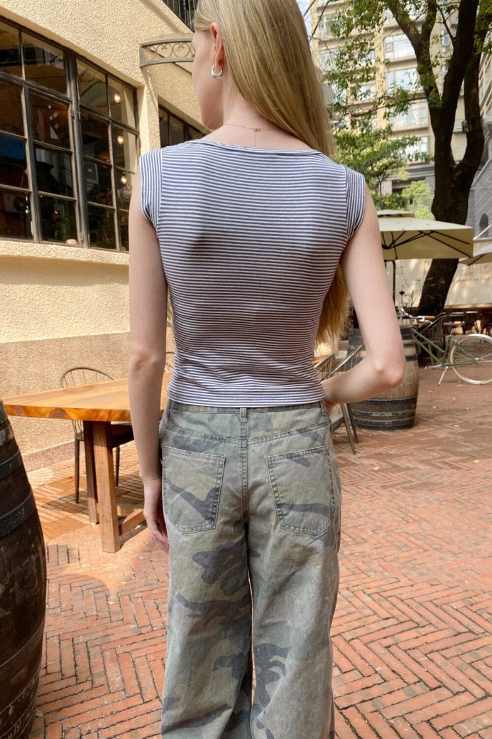 Amara Striped Top | Navy Blue White Stripes / XS/S