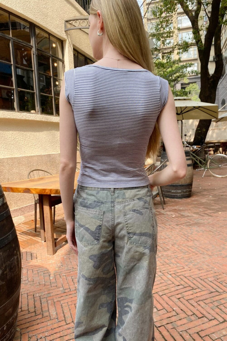 Amara Striped Top | Navy Blue White Stripes / XS/S