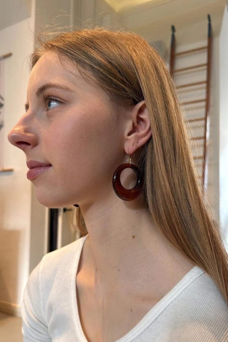 Tortoise Shell Hoops | Dark Tortoise