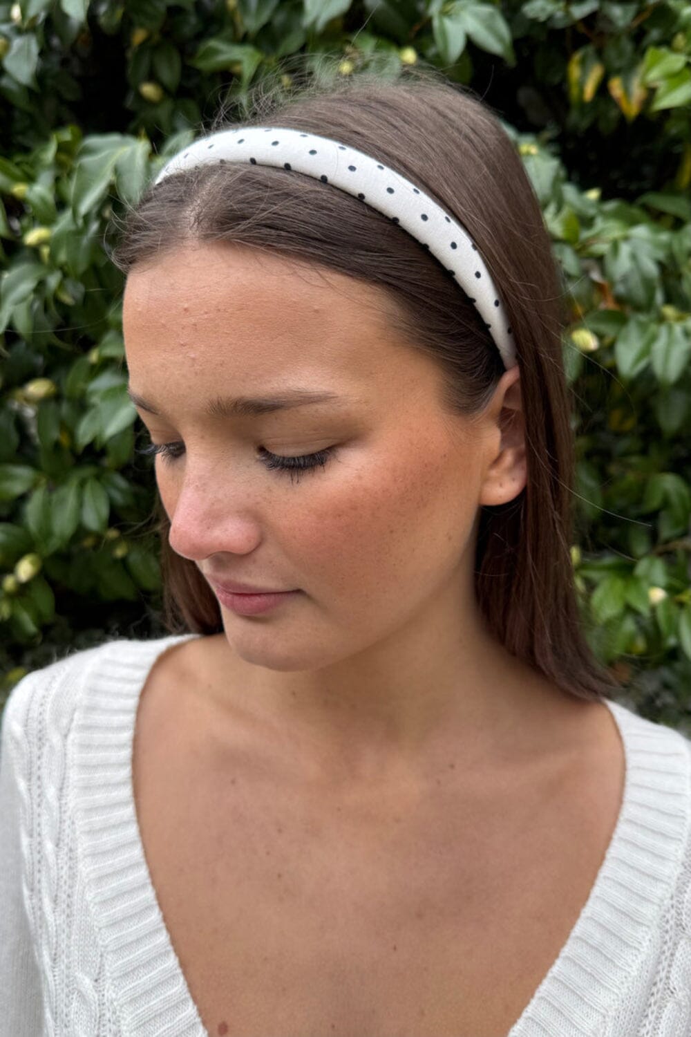 Polka Dots Headband | White with Navy Polka Dots