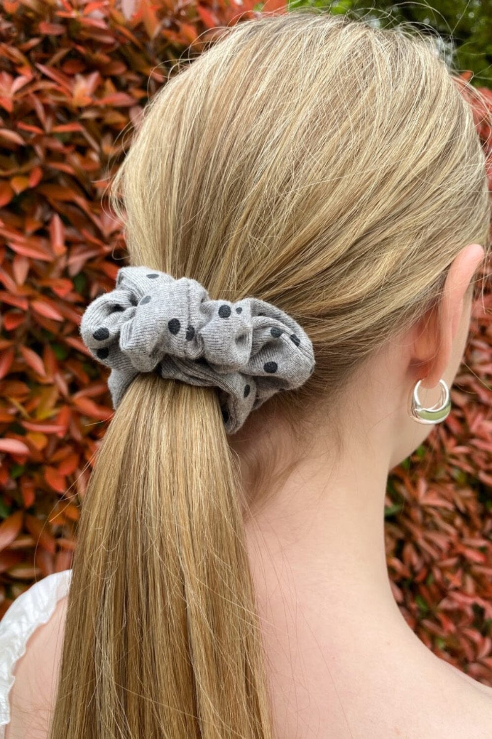 Polka Dots Scrunchie | Dark Grey and Black Polka Dots