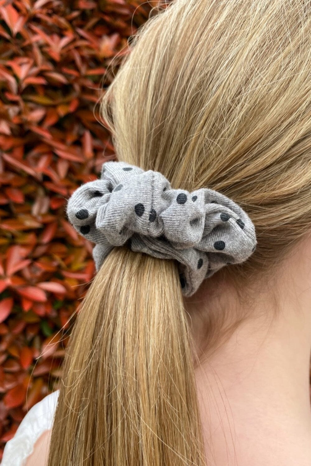 Polka Dots Scrunchie | Dark Grey and Black Polka Dots