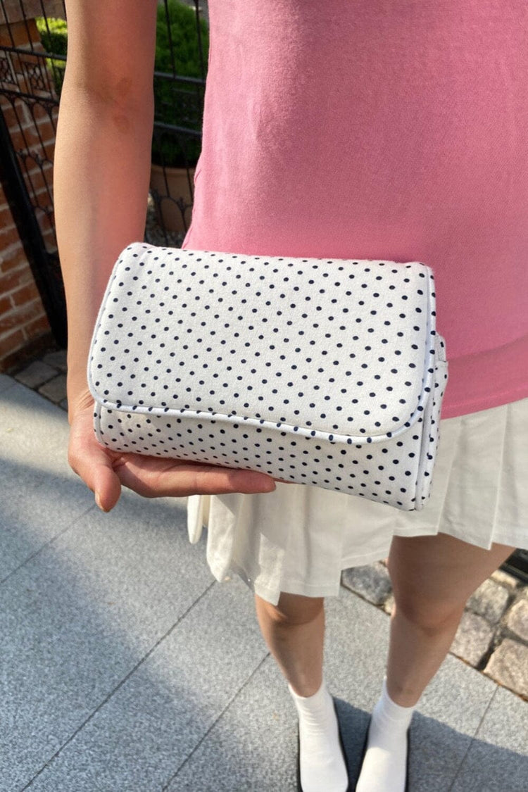 Polka Dots Makeup Bag | White with Black Polka Dots