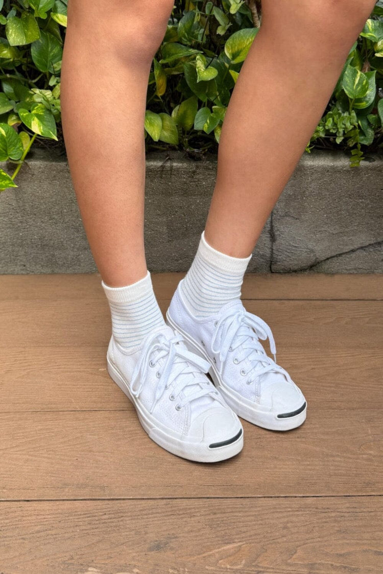 Striped Socks | Light Blue and White Stripes