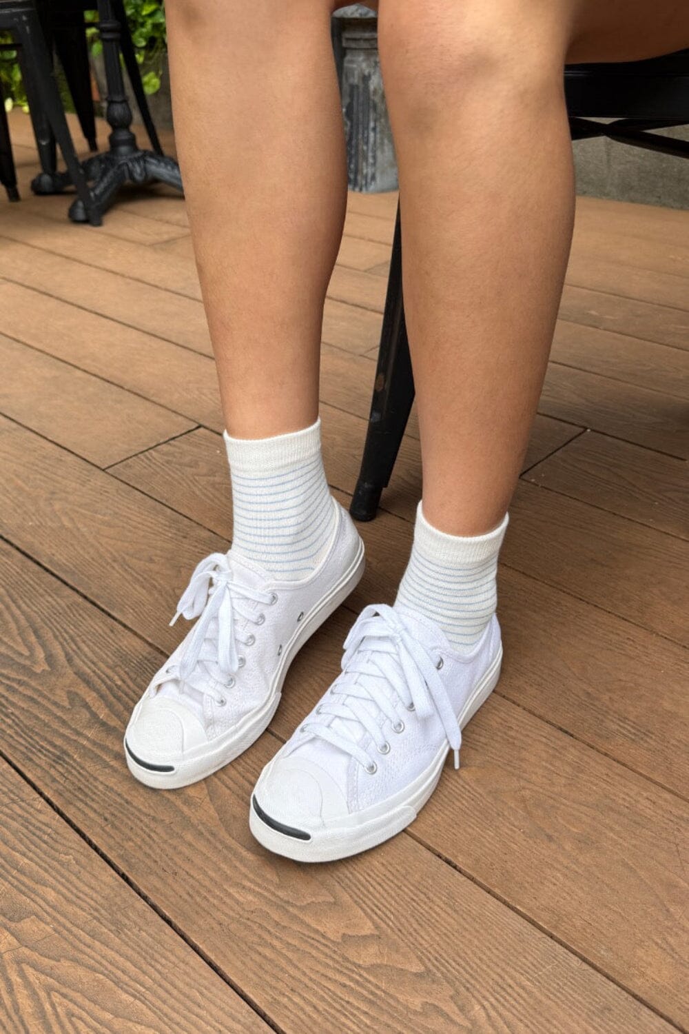 Striped Socks | Light Blue and White Stripes