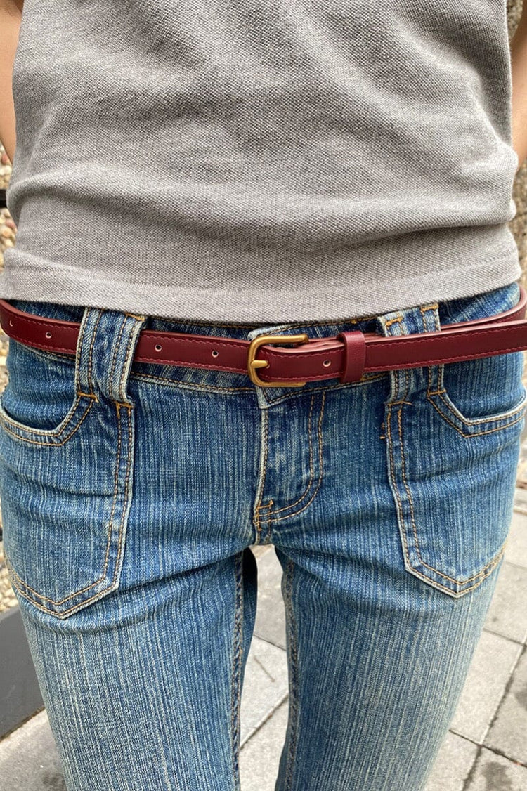 Faux Leather Buckle Belt | Burgundy